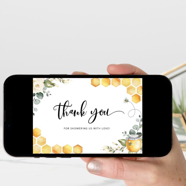 Bee gender reveal thank you card (Front Digital)