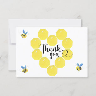 Bee gender reveal thank you card
