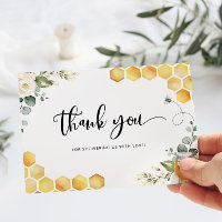 Bee gender reveal thank you card