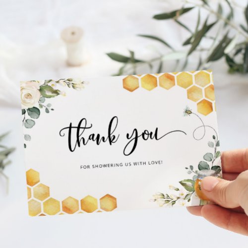 Bee gender reveal thank you card