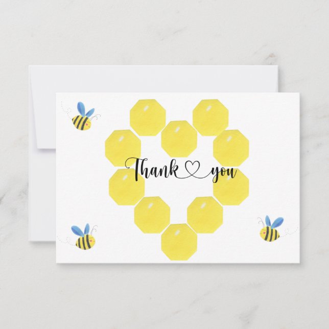 Bee gender reveal thank you card (Front)
