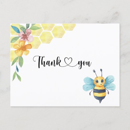 Bee gender reveal thank you card
