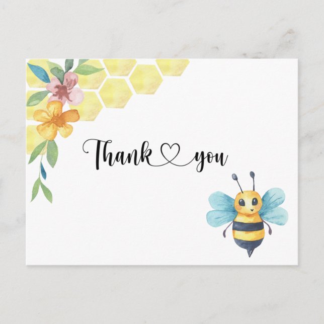 Bee gender reveal thank you card (Front)