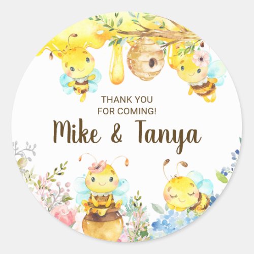 Bee gender reveal thank you stickers bumblebee