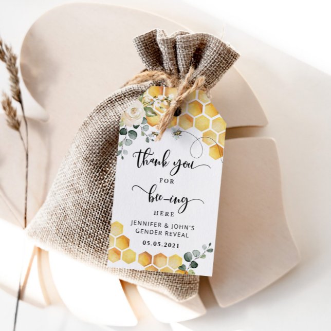 Bee gender reveal thank you tag (Creator Uploaded)