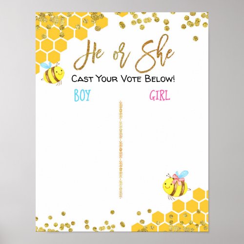 Bee Gender Reveal Voting Board Poster