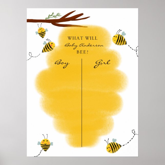 Bee Gender Reveal Voting Poster (Front)
