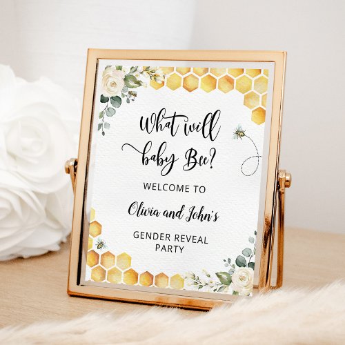 Bee gender reveal welcome sign