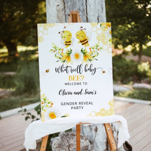 Bee gender reveal welcome sign