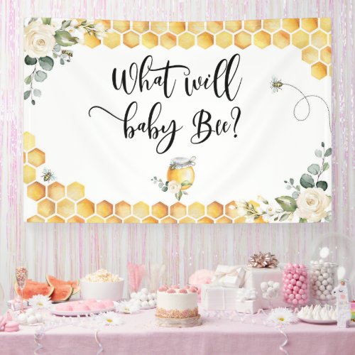 Bee gender reveal what will baby bee banner