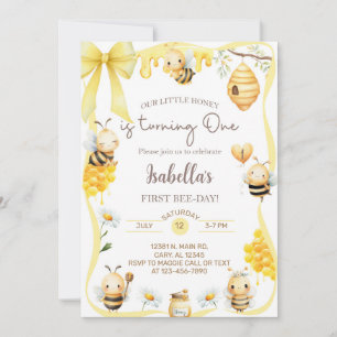 Bee girl 1st birthday invite, bumblebee, honeybee. invitation