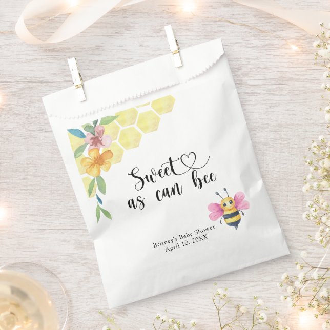 Bee girl baby shower - sweet as can bee favor bag (Clipped)