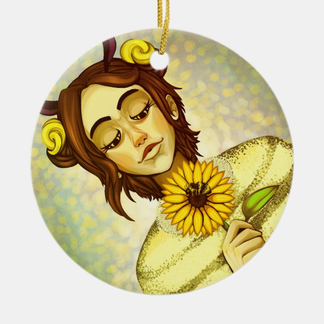 Bee Girl Ceramic Ornament (Front)