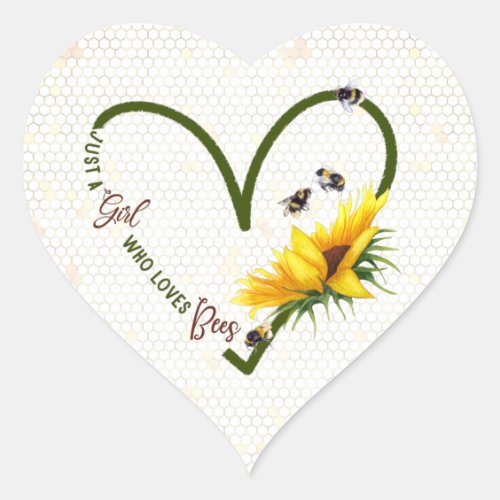 BEE GIRL Honeybee Sunflower Heart Sticker