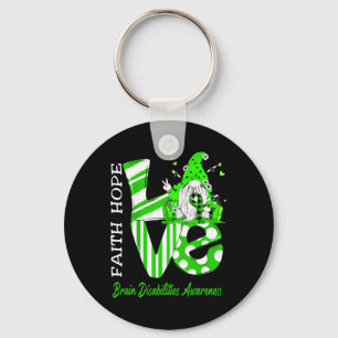 Bee Gnome Love Brain Disabilities Awareness Keychain