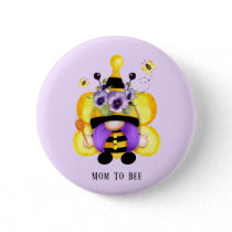 Bee Gnome Purple Yellow Baby Shower Mom To Bee Button