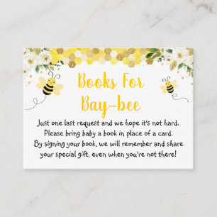 Bee Gold Floral Baby Shower Book Request Enclosure Card