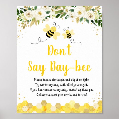 Bee Gold Floral Dont Say Baby Game Poster