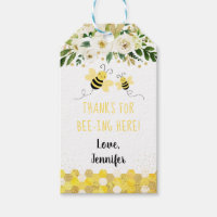 Bee Gold Floral Gender Neutral Baby Shower Gift Tags