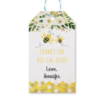 Bee Gold Floral Gender Neutral Baby Shower Gift Tags