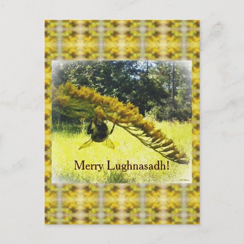 Bee  Goldenrod Lughnasadh Lammas Harvest Holiday Postcard