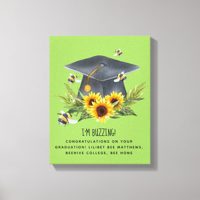 BEE Graduation Gift - Fun Im Buzzing Personalized Canvas Print (Front)