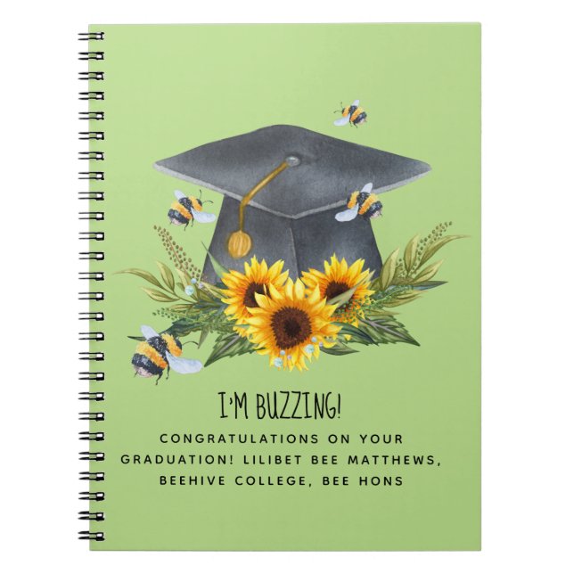 BEE Graduation Gift - Fun Im Buzzing Personalized Notebook (Front)