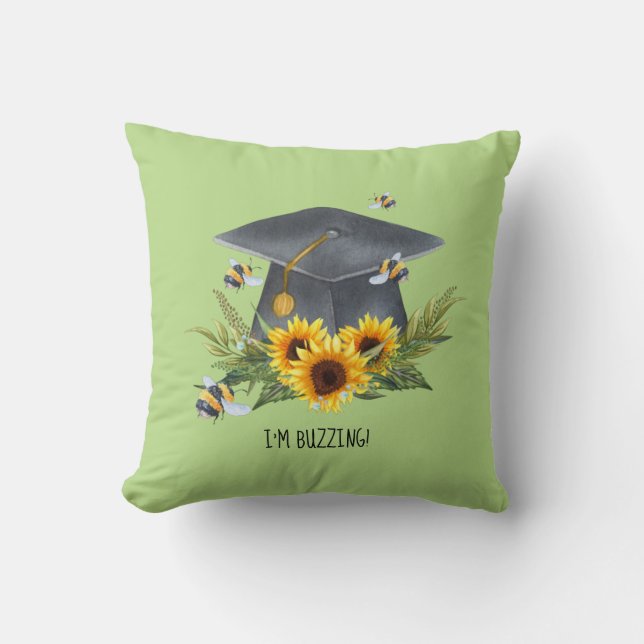 BEE Graduation Gift - Fun Im Buzzing Personalized Throw Pillow (Front)