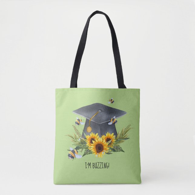 BEE Graduation Gift - Fun Im Buzzing Personalized Tote Bag (Front)