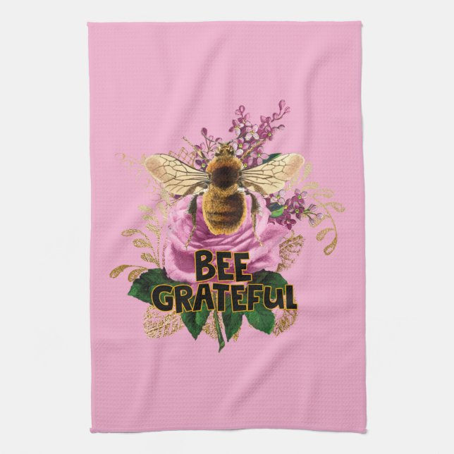 Bee Grateful Kitchen Towel (Vertical)
