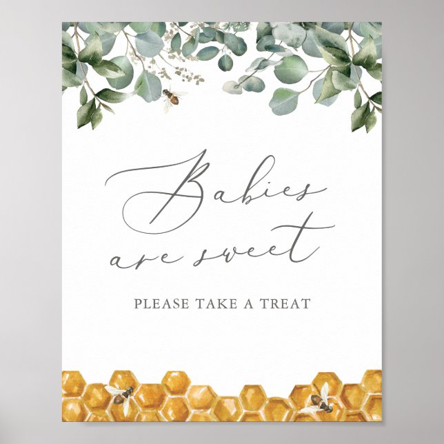 Bee Greenery Baby Shower Babies are Sweet Sign (Front)