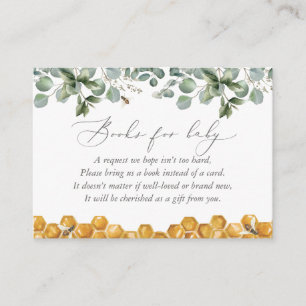 Bee Greenery Baby Shower Books for Baby Enclosure Card