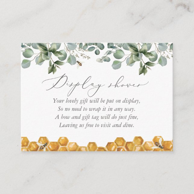 Bee Greenery Baby Shower Display Shower Enclosure Card (Front)