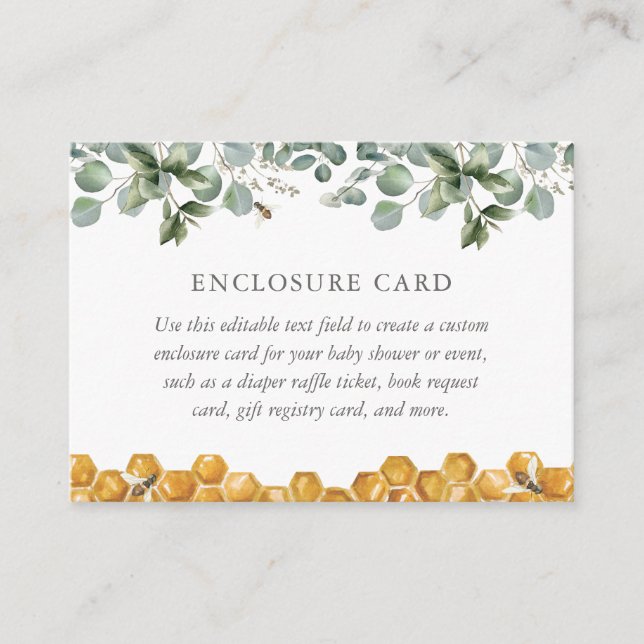Bee Greenery Baby Shower Display Shower Enclosure  Card (Front)