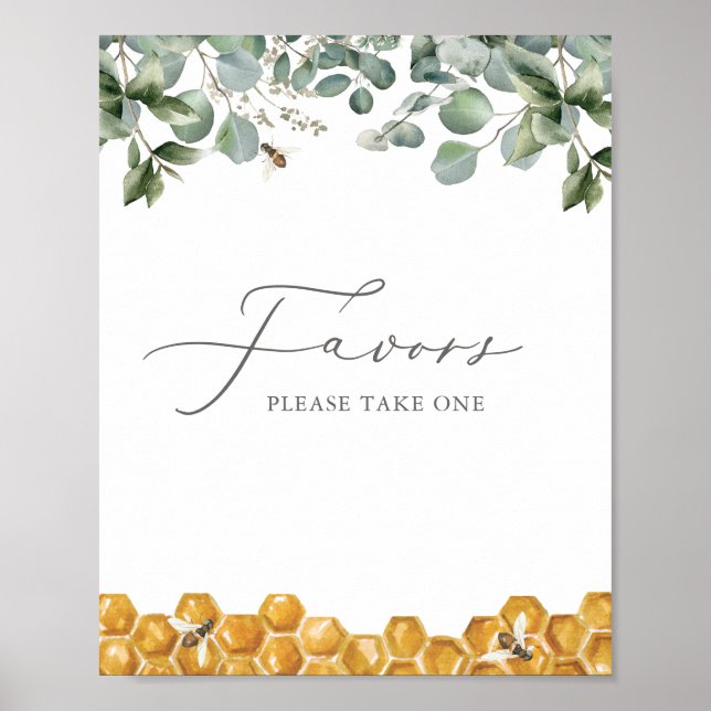 Bee Greenery Baby Shower Favors Sign (Front)