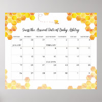 Bee Guess Baby Due Date Calendar Poster