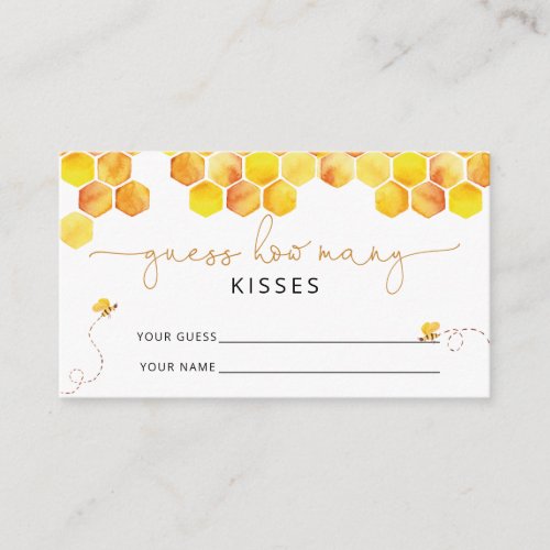 Bee guess how many kisses bridal game enclosure card