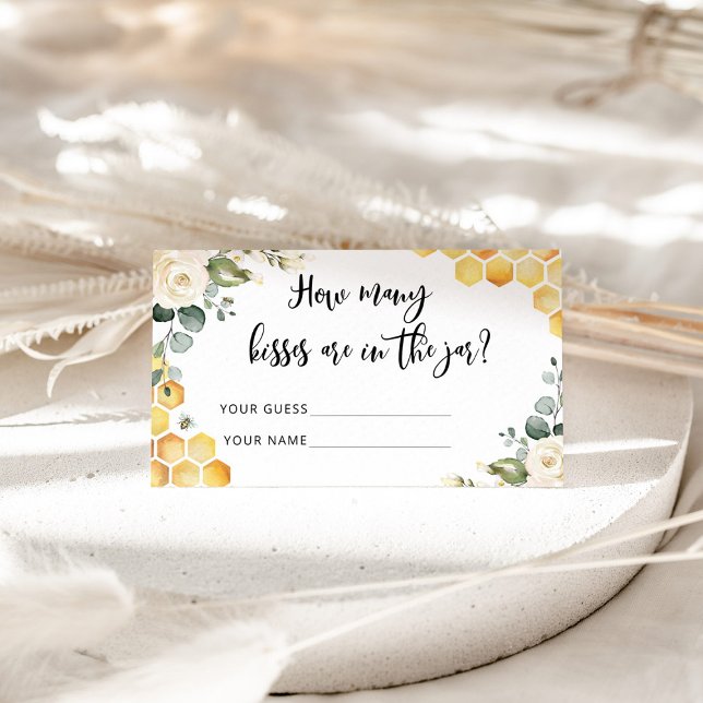 Bee guess how many kisses bridal game enclosure card (Creator Uploaded)
