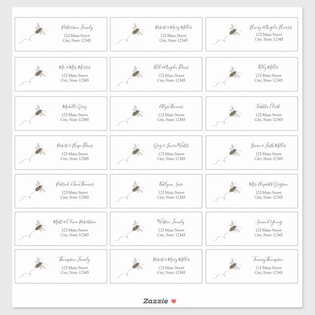 Bee Guest Address Envelope Sticker (Sheet)