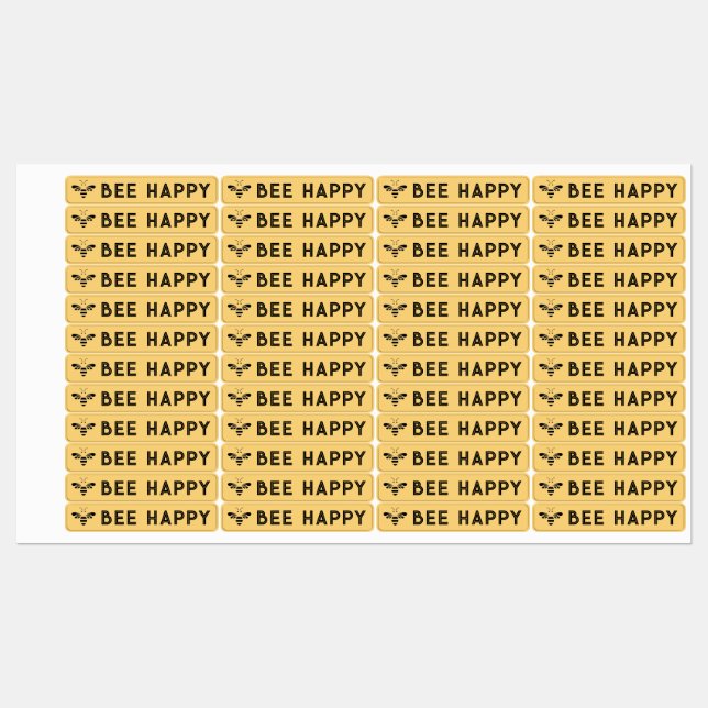 BEE HAPPY 96 Waterproof Tamper-evident Honey Seal  Labels (Sheet)