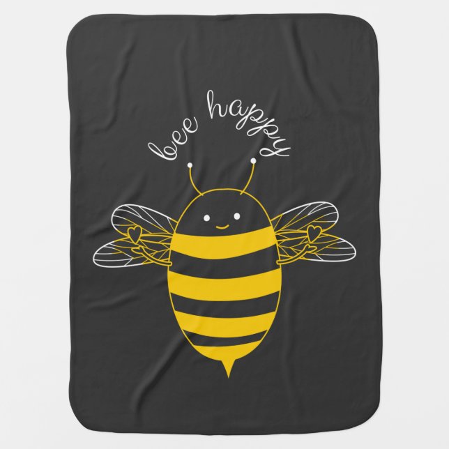 Bee Happy   Baby Blanket (Front)