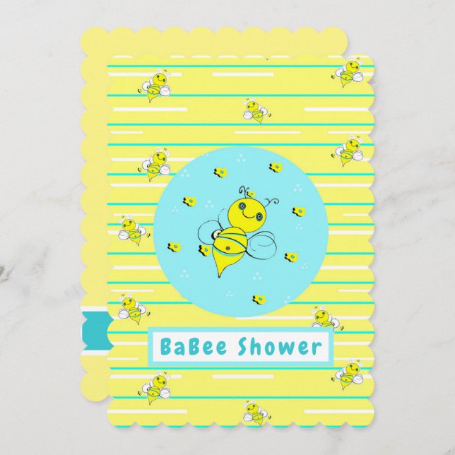 Bee Happy Baby Shower Invitation (Front/Back)