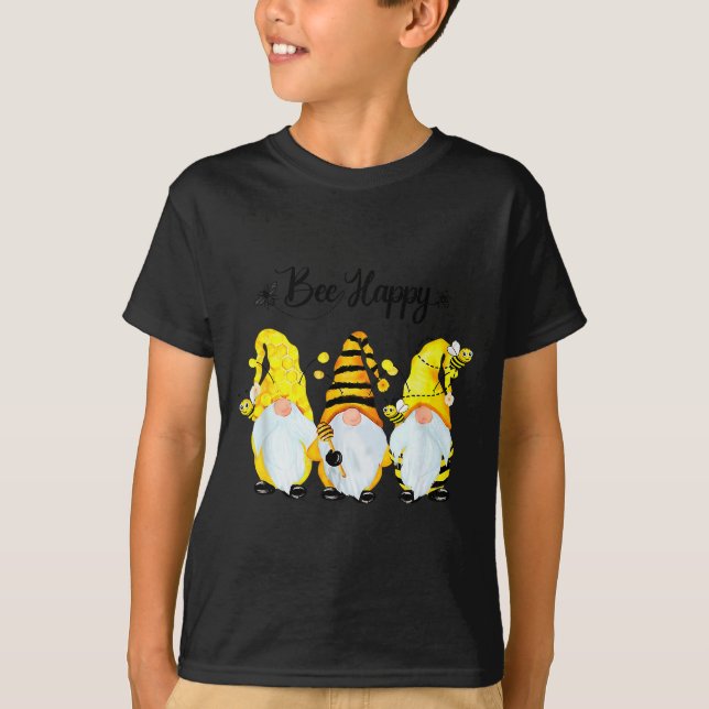 Bee Happy Bee Gnome Spring  T-Shirt (Front)