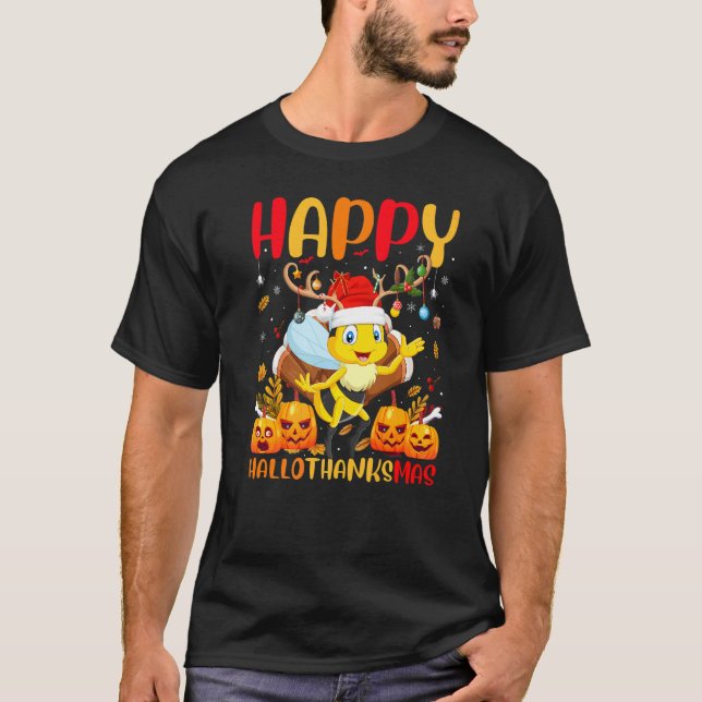 Bee  Happy Bee Hellothanksmas T-Shirt (Front)