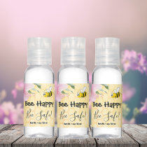 Bee happy bee safe cute happy bumble bee floral hand sanitizer