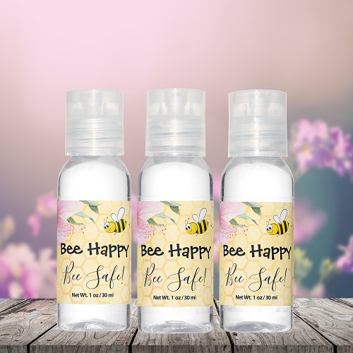 Bee happy bee safe cute happy bumble bee floral hand sanitizer