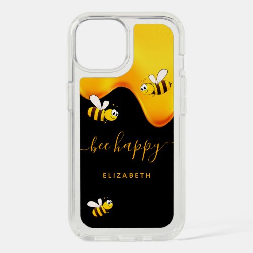 Bee happy bees sweet honey black monogram iPhone 15 case