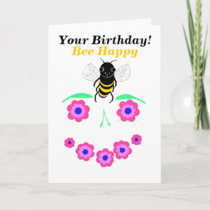 Bee Happy Birthday card customize