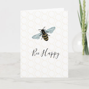 Bee Happy Bumblebee and Gold Honeycomb Card