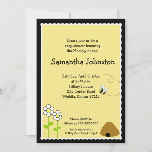 Bee Happy Bumblebee Baby Shower Invitation
